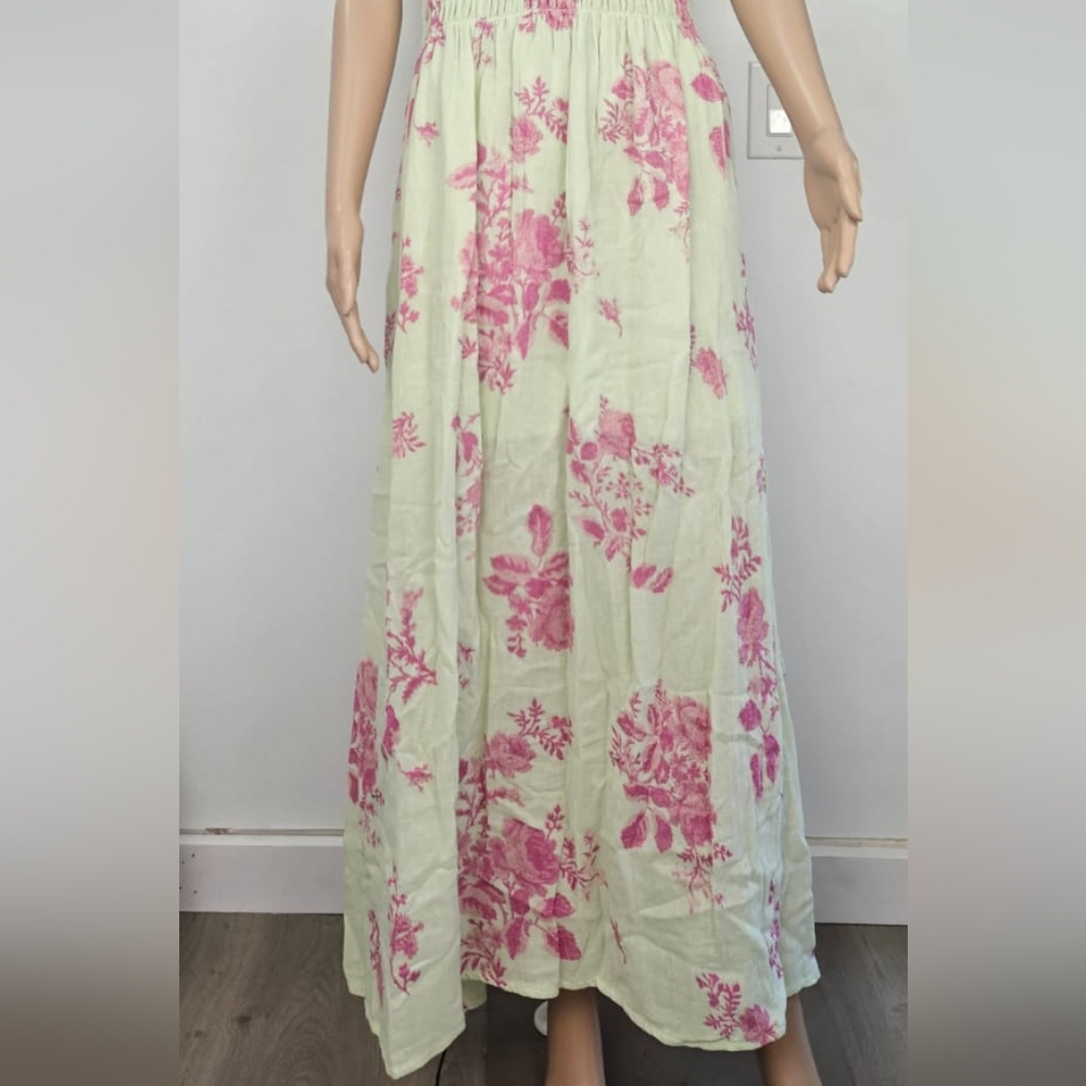 Free People Cream and Pink Sundress with Sweetheart Neckline Size M - Picture 7 of 14